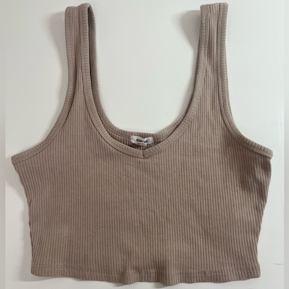 Garage Beige Cropped Tank Top